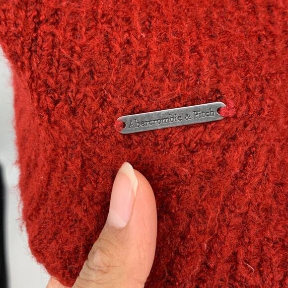 Abercrombie & Fitch Sweater Womens S Small Cardinal Fair Isle Mock Neck Acrylic - Picture 5 of 11